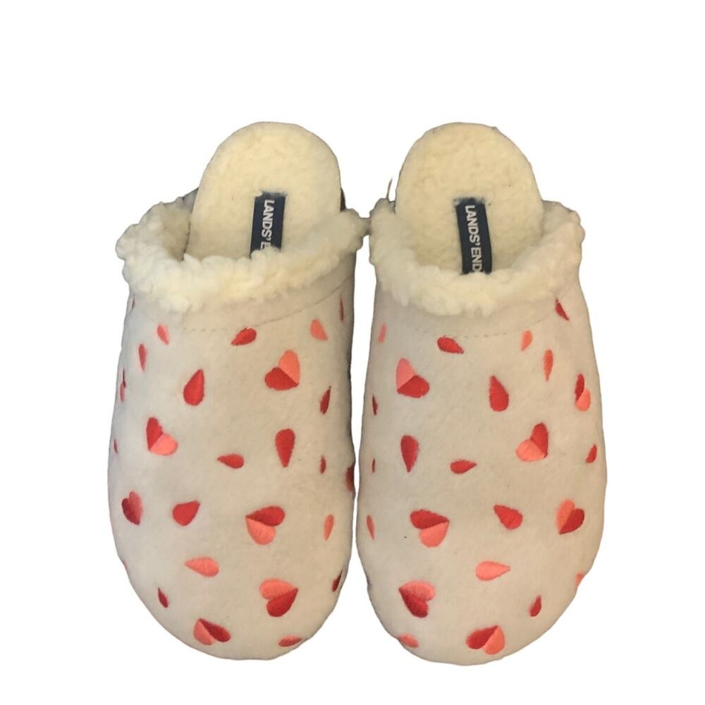 Lands' End Tossed Hearts Embroidered Cork Bottom Mules Slides Slipper Shoes sz 7 - Picture 4 of 7